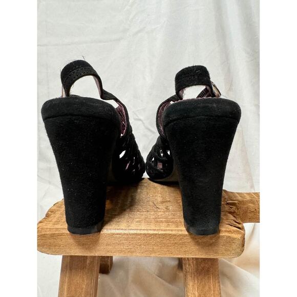 Anthropologie Farylrobin Black Caged Heels Shoes‎ size 7 - Picture 5 of 10